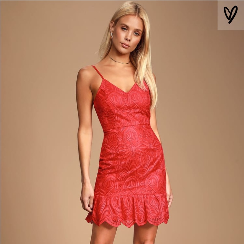 Shura Red Embroidered Sleeveless Dress (M)